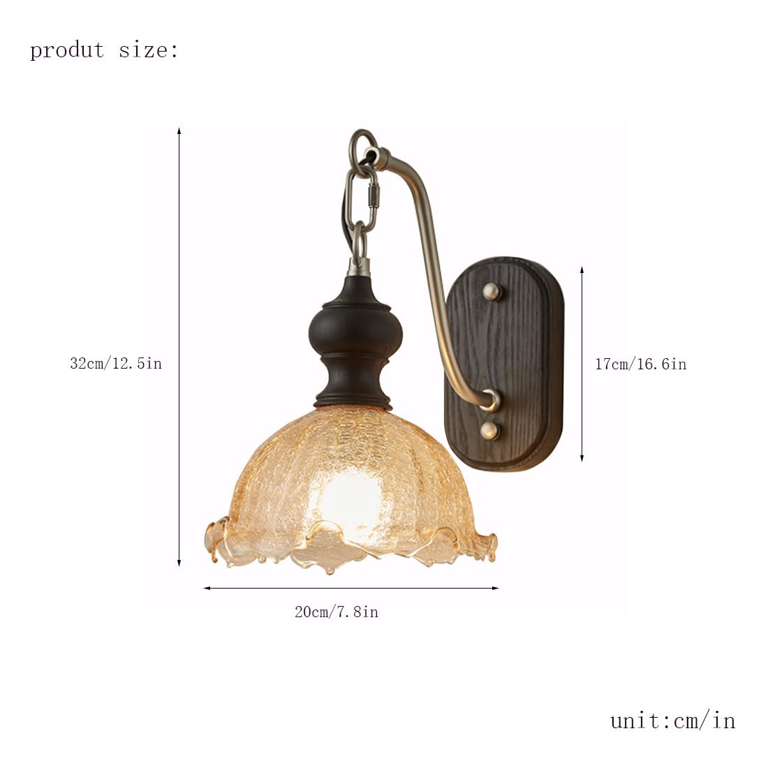 Lampada da parete moderna in vetro a forma di fiore, stile retrò, applique industriali per interni, ideale per camere da letto, comodini, soggiorni, verande, ingressi e sale da pranzo (nera)