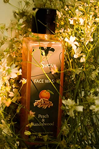 Svatv Peach & Sandalwood Exfoliating Face Wash With Mix Fruit Extract Face Cleanser - Cleansing And Makeup Removing Refreshing Feeling - Paraben & Sulfate Free 3.38Oz, 100Ml #TOP4