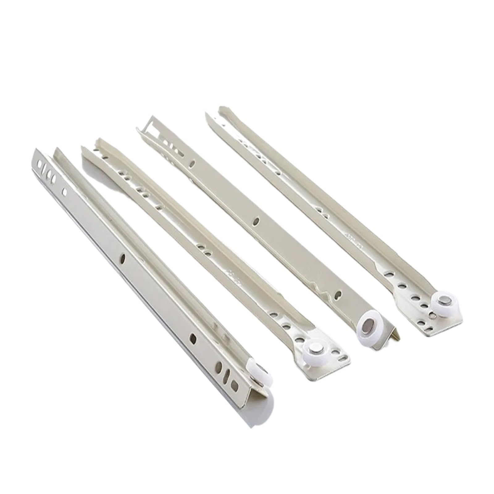 Ppqiru One Color 4Pcs Drawer Slides Soft Close Track Rail Sliding Three-Section Cabinet Furniture Hardware Clothing Cabinets Keyboard Roller Pulley For Cabinet Drawer(12Inch)
