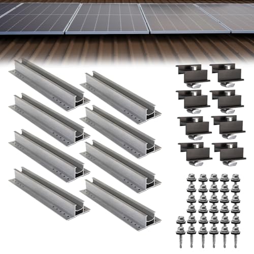 Becker Tech Photovoltaik Trapezblechdach Montageset für 2 Module | Privatkunden Steuersatz 0% | Befestigung Trapezblech Solarmodul Halterung PV Montagesystem Aluminium Modulanordnung:Vertikal