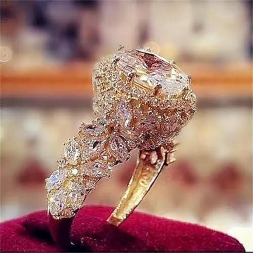 Fashion Wedding 18k Yellow Gold Plated Ring Cubic Zirconia Women Jewelry Sz 6-10