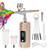 PELCAS Airbrush Set, Spritzpistole mit Kompressor 32PSI Kabelloses Airbrush-Kit Dual Action Wiede...