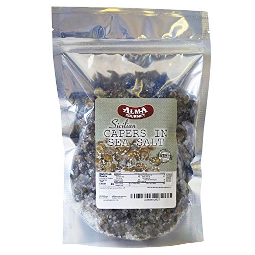 Alma Gourmet Sicilian Capers in Sea Salt Imported from Italy |1.1 Pound (500g)