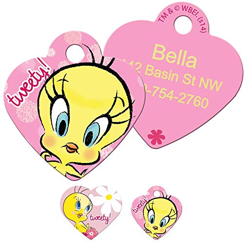 GoTags Personalized Engraved Tweety Bird, Looney Tunes, Pet ID Tags for Cats
