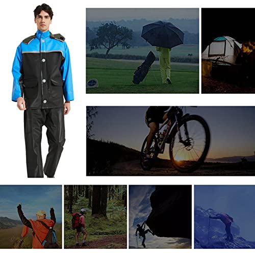 Yeah-Hhi Rain Suit Safety Reflective Seamless Thicken Pvc Waterproof Adult Rain Coat And Pants For Cycling,Motorcycle,Black,S #TOP6