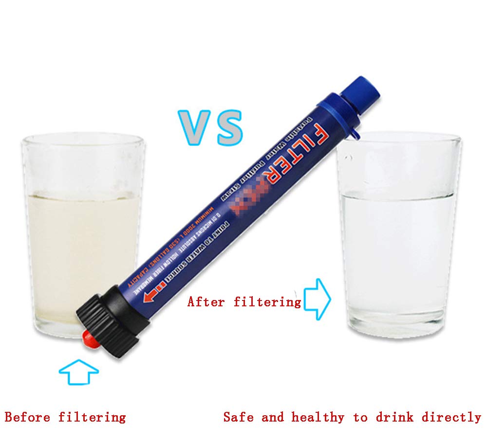 Filtre d'eau personnelle 2000L Purification de l'eau Portable Paille de Survie en Plein air Kit de Filtration de l'eau Camping Water Filtres 0,01 Micron Urgence pour