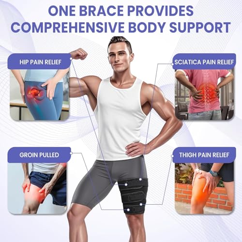 hamstring compression sleeve with 3 adjustable straps  thigh compression sleeve for men amp women pulled groin amp quad compression wrap tendinitis relief sports recovery l size leftright leg