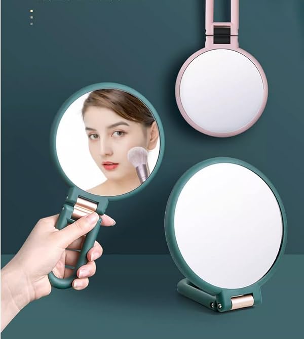 Stianiiie Handheld Mirror, 1X 15X Double Sided, Rotation Adjustable Handle, Portable Travel, 6.5 x 5.71 inches, ABS Engineered Plastic, Green, Modern Style, Tabletop Mount by Stianiiie - Image 3