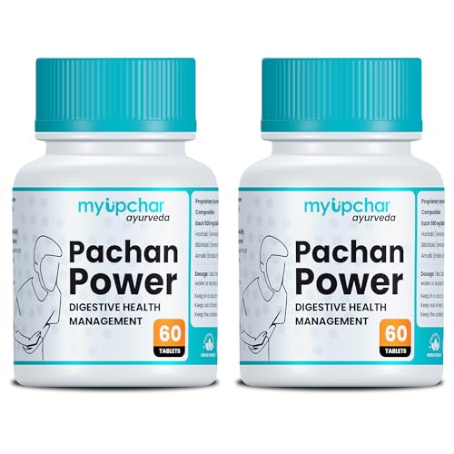 Image of MyUpchar Ayurveda Pachan Power - Digestive Tablets | Triphala Tablets with Amla, Haritaki & Bibhitaki | Relieves Constipation, Bloating, Gas, Indigestion & Other Digestive Discomfort | 60 Tablets | Pack of 2