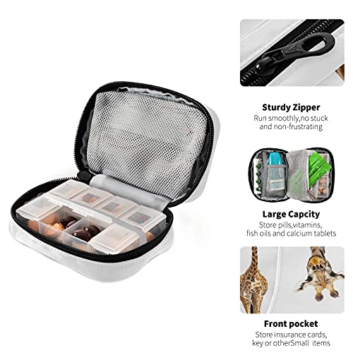 Image of Naanle Funny Giraffe Pill Box 7 Day Pill Case Travel Pill Organizer Bag with Zipper Portable Weekly Case Compact Size for Vitamin Supplement Holder