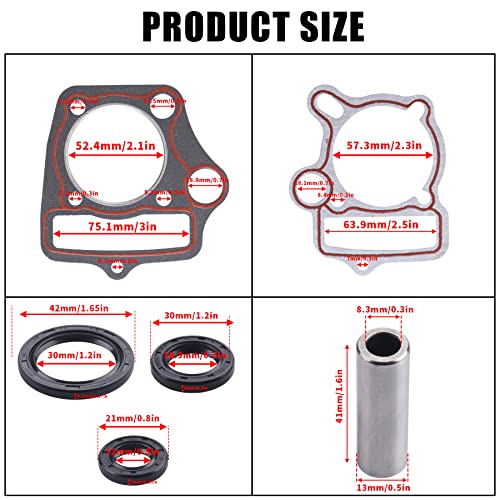 Image of Piston Rings Gasket Set 52.4mm Bore Replacement for 110cc 125cc Kazuma Taotao Sunl Coolster Roketa BMS SSR ATV Pit Bike