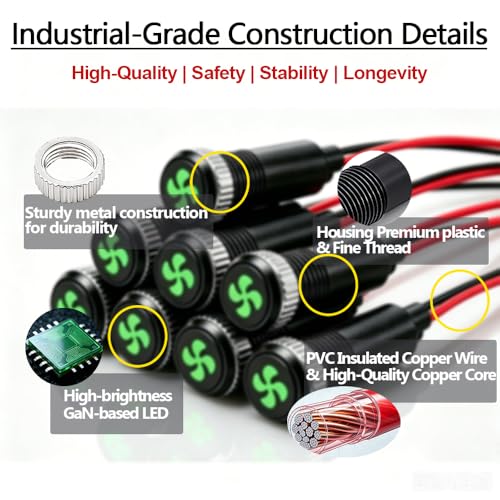 Lámpara LED Indicadora Metal 8mm Verde 12V para Panel miniatura 4