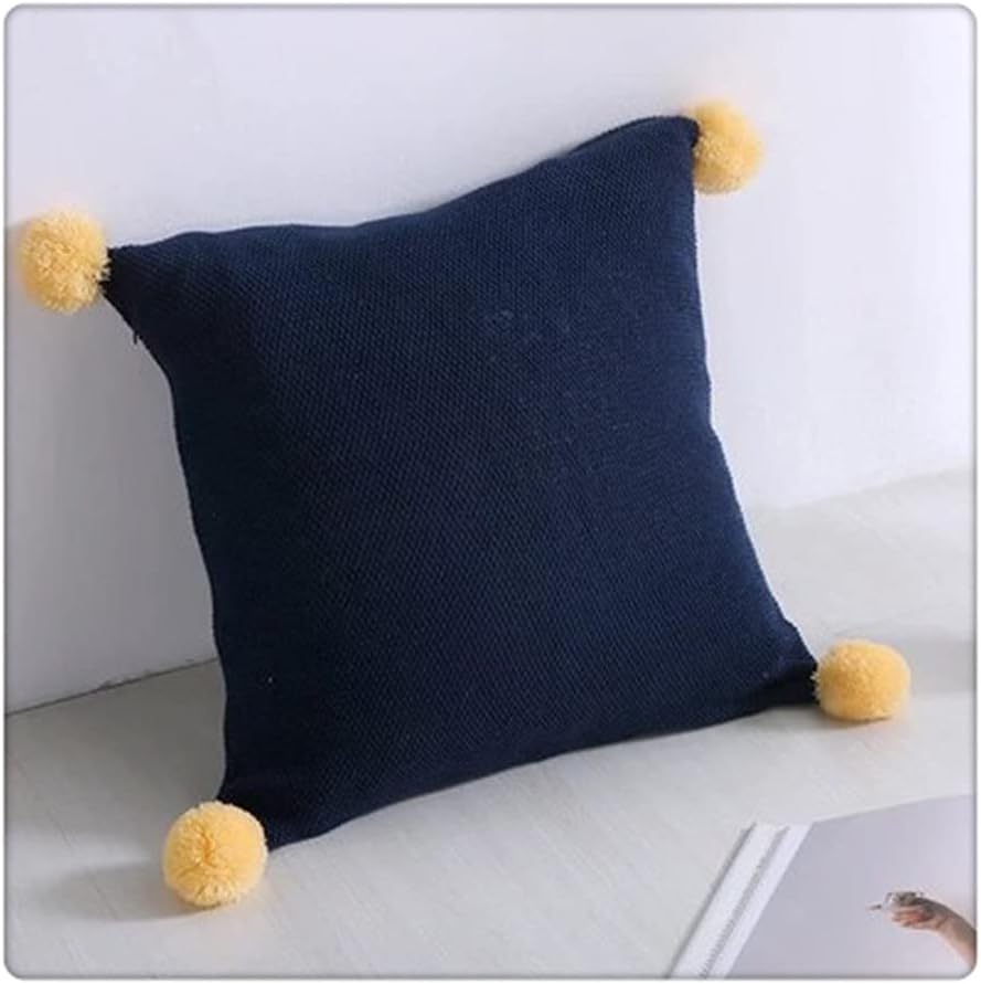 Minimalist Color Knitted Pillowcases Pillowcases Children's Room Bed Cushions Square Pillows Color(Style B)