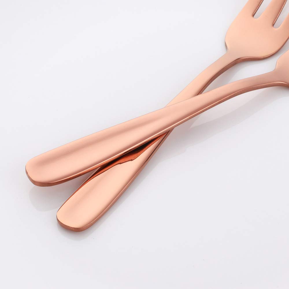 QRU Stainless Steel Dessert Forks, 6 Pieces 3-tine Cocktail Mini Salad Fruit Fork Sets, 5.5 Inch Dishwasher Safe Great for Picnics, Camping, BBQs (Rose Gold) — Amazon image 6
