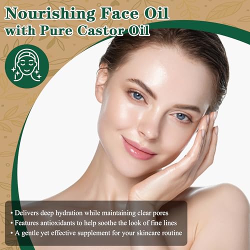 Image of Organic Castor Oil, 8 fl oz Glass Bottle, Pure Cold-Pressed Hair Oil