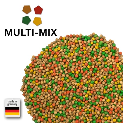 Multi-Mix Koifutter 3mm (5kg) - Der 4 Sorten Futtermix für Koi und Teichfische für ausgewogene Fisch-Ernährung mit Lachsöl, Spirulina, Astaxanthin und Wheatgerm