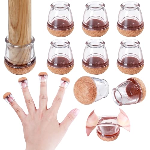 Image of 8PCS Round Clear Silicone Chair Leg Caps for Hardwood Floors(Fit:0.4-0.55 inch)