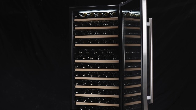 Image of Empava 24 inch Wine Cooler Refrigerator with Glass Door, Freestanding or Built In Tall Fridge with LED Light, Touch Control, 133 Bottles Capacity