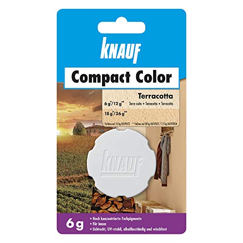 Knauf Compact Colors Farb-Pigmente – Pigment-Pulver zum Einfärben von Putz, nicht staubend, hoch konzentriert und wischfest, Terracotta, 6-g