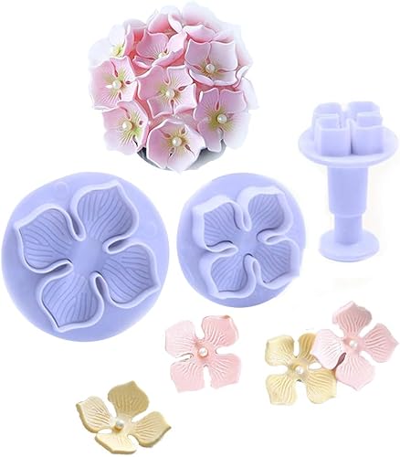 KALAIEN 3 piezas de hortensias de flores de fondant para decoración de tartas Sugarcraft Cake Plunger Moldes