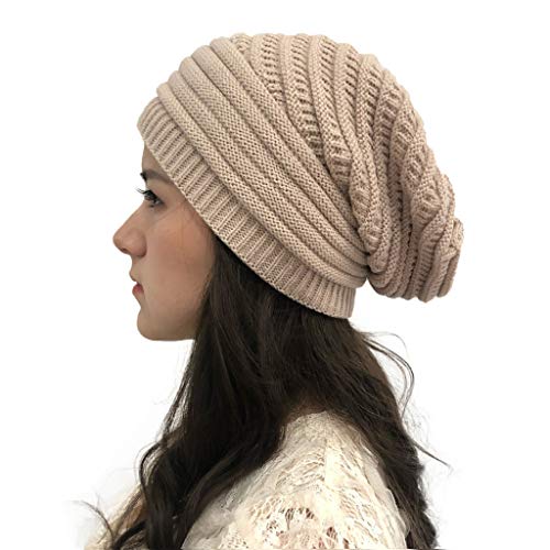 HANXIULIN Wintermütze Herren Damen Strickmütze Damen Elastisch Slouch Mütze Leicht und Weich Unisex Thermo Winddichte Winter Hüte Beanie Satin Winter Caps Beanie Winter Grobstrick Mütze Cover