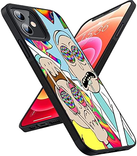RPUSA for iPhone 12 Case and iPhone 12 Pro Case 6.1 inch (2020) Rick-Morty Funny Cartoon DesignTPU Rubber Full Body Protection Shockproof Protection Case - Black