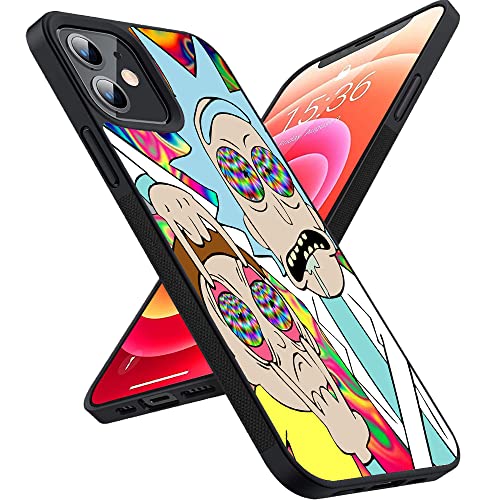 Rpusa For Iphone 12 Case And Iphone 12 Pro Case 6.1 Inch (2020) Rick-Morty Funny Cartoon Designtpu Rubber Full Body Protection Shockproof Protection Case - Black #TOP9