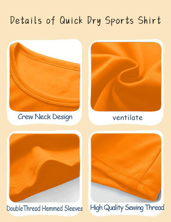 2 Pack Kids/Boys/Youth Quick Dry Sports Tee Shirt Mesh Moisture Wicking Active Athletic T-Shirt (Age4-18Years)3