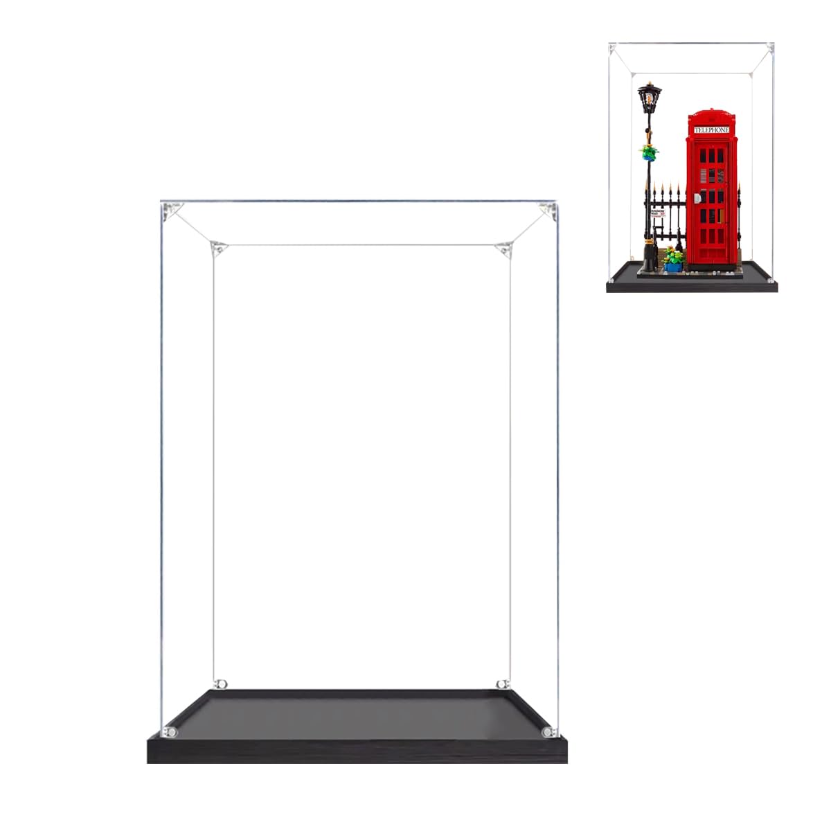 Teca Vetrina - Trasparente Teca Espositiva in Acrilico per Lego-21347 - per (Cabina Telefonica Londra) , 25x20x35cm