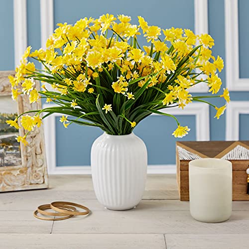 Artificial Yellow Daisy Mums With Stems For Faux Flower Arrangements (12X5 In, 6 Pack) #TOP1