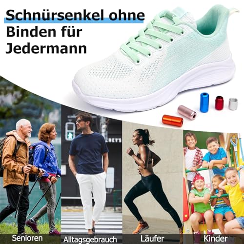 Puzeam 2 Paare elastische Schnürsenkel für Turnschuhe Weiß 120