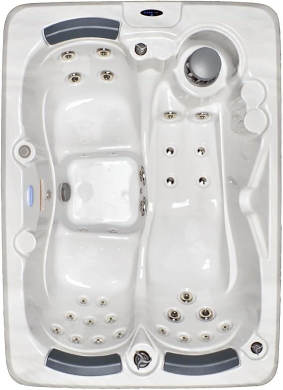 Home & Garden HG38 3-Person Hot Tub with 38 Therapy Jets and Digital Controls Sterling or White Acrylic Interior and Mocha Exterior Cabinet - Ideal for Backyard Relaxation and Hydrotherapy