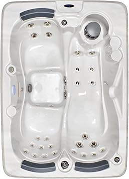 Home & Garden HG38 3-Person Hot Tub with 38 Therapy Jets and Digital Controls Sterling or White Acrylic Interior and Mocha Exterior Cabinet - Ideal for Backyard Relaxation and Hydrotherapy