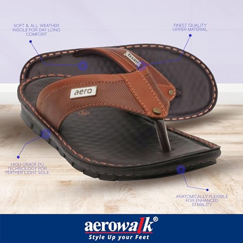Image of AEROWALK Stylish T-Shape Fashion Slipper for Men | Comfortable | Lightweight | Anti Skid | Casual Office Footwear(SF16)