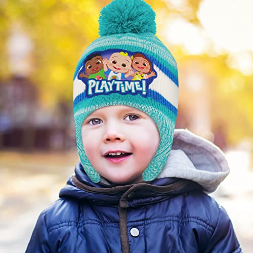 CoComelon Toddler Winter Hat and Mitten, Kids Beanie with Sherpa Lining Set, JJ, TomTom & Yoyo, for Ages 2-42