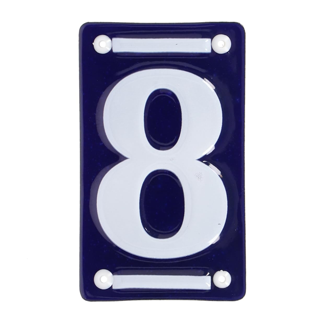 MAISONICA French Blue & White Number Door Numeral - Traditional Embossed Enamelled Sign Plaque - No 8