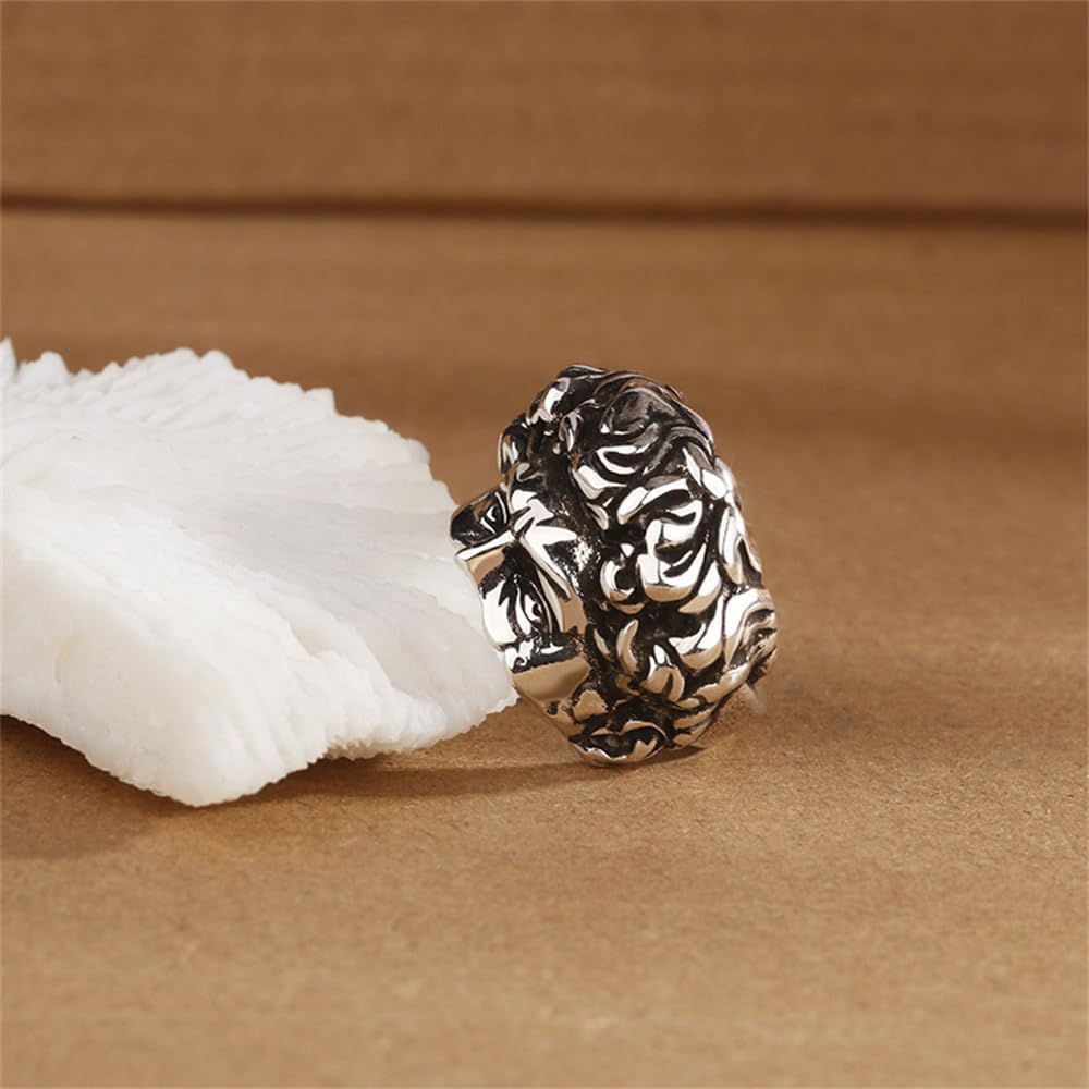 Retro Half Face Knuckle Rings Punk Gothic Biker Stackable Adjustable Ring Expandable Finger Pinky Band Hip Hop Cocktail Party Statement Personalized Jewelry Gifts Anniversary Birthday For Women Men - Image 6