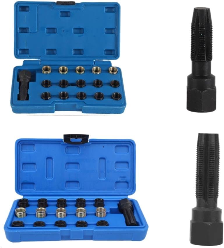Spark Plug Rethread Tool M14x1.25 Screw Tap Portable Carbon Steel Thread Repair Kit Compatible with M14x1.25 Spark Plugs