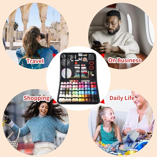 Image of LUPOGRIGIO Sewing Machine Kit for Hand Held Sewing Machine, 183PCS Needle and Thread Kit with Basic Sewing Supplies and Accessories for Travel Small Fixes, Emergency Repairs, Beginners