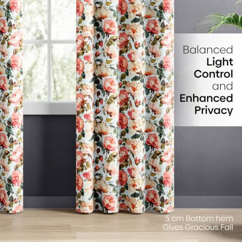 Image of haus & kinder Digital Printed Cotton Door Curtain 7 Feet Long Pack of 2 Door Curtains, 7 Feet Curtain for Door (Bloom Harmony, Multicolor 130x213 CM)