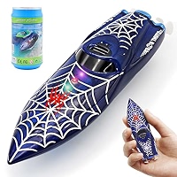 Bateau Télécommandé Enfant Lot De 2 – Mini RC Avec Lumières, Piscine Gonflable Incluse, 2 Vitesses & Rotation 360°, Cadeau Aquatique