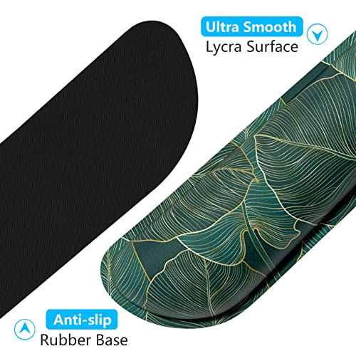 Dapesuom Enlarge Keyboard Wrist Rest Pad,Memory Foam Set Wrist Cushion Support for Easy Typing & Pain Relief,Mouse Wrist Pad, Anti-Slip Wrist Support for Gaming,Computer, Laptop, Office, Green Leaf - Image 4