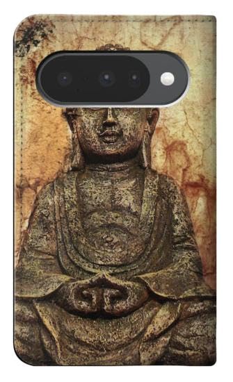 Housse cuir Google Pixel 10 avec gravure Bouddha au style unique