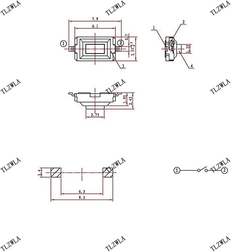 Miniatura 4 de 100PCS Touch Micro Switch 3X6X2.5MM 3 * 6 * 2.5 SMD White Button Head (Color  Bags)
