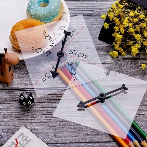 Image of Gejoy 50 Pack Transparent Spinners Bulk for Classroom Clear Spinners Dry Erase Math Game with Rotating Arrow (Black)