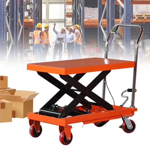 Ręczny hydrauliczny podnośnik nożycowy wózek stołowy 158 kg udźwig 127 cm wysokość 71 x 45 cm platforma sprzęt do transportu materiałów do magazynu i warsztatu
