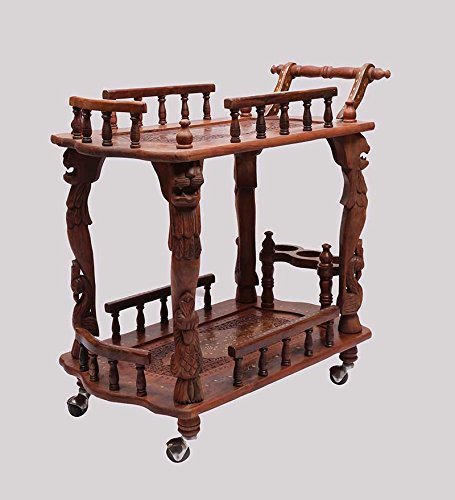 ShilpiHandcrafted Service/Bar Trolley in Sheesham Wood