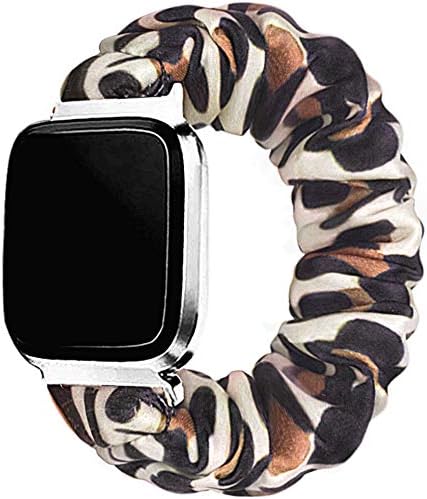 THOVSMOON Cute Scrunchie Elastic band compatible with Fitbit Versa,Comfortable and Lightweight Sport Watch Strap Replacement with Fitbit Versa/Versa 2/Versa Lite for Girls (Leopard)