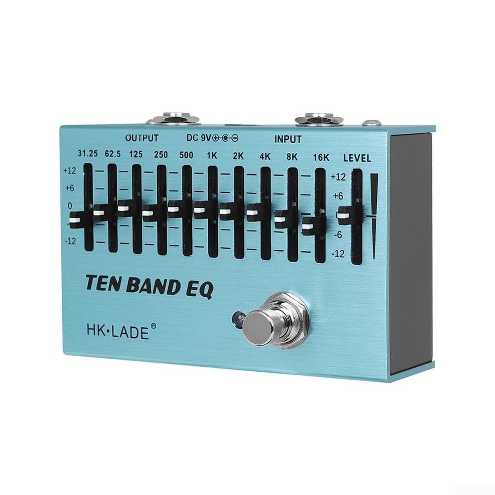 10-pasmowy EQ gitarowy Bass Equalizer True Bypass aluminiowa obudowa precyzyjne formowanie dźwięku 31 Hz-16 kHz niebieski