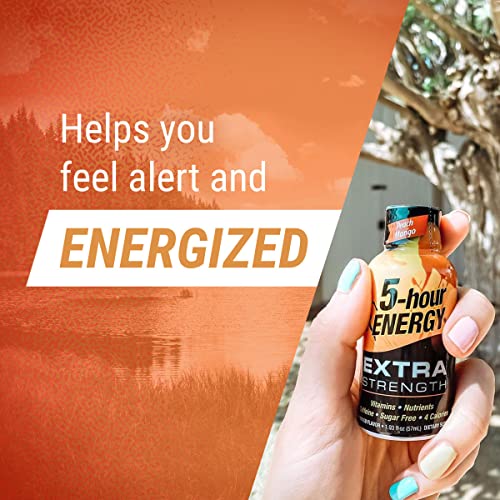 5-Hour Energy Extra Strength Energy Shot | Peach Mango Flavor | 1.93 Oz. | 24 Count | Sugar-Free & Zero Calories | B-Vitamins & Amino Acids | 230Mg Caffeinated Energy Shot | Dietary Supplement #TOP3